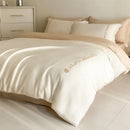 GobekUsa Cotton Embroidery Bedding Set, 4Pcs Duvet Cover Kit for Double Bed