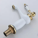GobekUsa High Quality White Ceramic Basin Faucet with Golden Finish