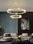 GobekUsa Crystal Gold Ring LED Chandelier for Minimalist Luxury Home Decor