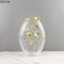 GobekUsa Golden Flower Glass Vase Desk Decoration, Aesthetic Floral Vases, Room Decor