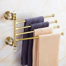 GobekUsa Brass and Crystal Bathroom Accessories Set: Shelf, Robe Hook, Paper Holder, Brush Holder