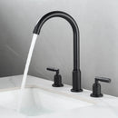 GobekUsa Black Brass Basin Faucet with Waterfall Effect and 3-Hole Design