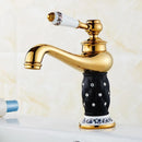 GobekUsa Gold Brass Basin Faucet with Diamond, Single Handle Hot Cold Mixer Tap