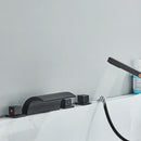 GobekUsa Black Brass Waterfall Tub Faucet Three Handles Hot Cold Mixer