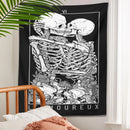 GobekUsa Kissing Lovers Tarot Tapestry: Skeleton & Rose Hippie Room Decor