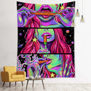 GobekUsa Green Star Girl Tapestry Wall Hanging Psychedelic Home Decor