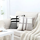 GobekUsa Embroidered Burlap Cushion Cover | Black White Gray Pillow Cover 45x45cm