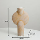 GobekUsa Ceramic Disc Vase: Geometric Round Table Decoration for Floral Arrangement
