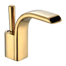 GobekUsa Black Brass Waterfall Basin Faucet, Single Hole Hot Cold Sink Mixer Tap