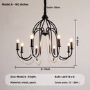 GobekUsa Black E14 Candle Chandelier: French Living Room Pendant Lighting for Home Decor