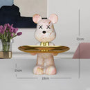 GobekUsa Graffiti Bear Figurine: Modern Home Decor Statue for Keys Storage Shelf
