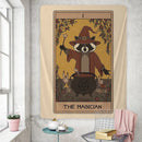 GobekUsa Cute Raccoon Tarot Card Tapestries: Boho Mystery Art for Hippie Home Decor