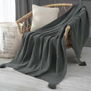 GobekUsa Knitted Sofa Throw Blanket with Fringe Yarn