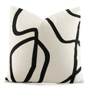 GobekUsa Geometric Line Embroidered Pillowcase in Black White Beige Suede Canvas