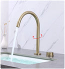 GobekUsa Brushed Gold Widespread Basin Faucet - Two Hole Bathroom Sink Tap