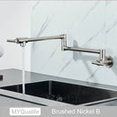 GobekUsa Brushed Gold Brass Pot Filler Faucet with Folding Spout - Wall Mounted Kitchen Tap