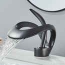 GobekUsa Black Basin Faucet Grey Waterfall Mixer Tap Hot Cold Modern Brass Deck Mount