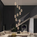 GobekUsa Crystal Rings Chandelier: Staircase Luxury LED Lighting Fixture