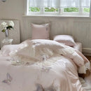 GobekUsa Butterfly Lace Ruffles Embroidery Bedding Set 4Pcs