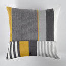 GobekUsa Geometric Canvas Cotton Cushion Cover - Yellow Grey/White Embroidery Square Pillow Cover