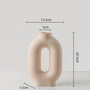 GobekUsa Geometric Ceramic Vase: Hollowed-out Letters Flower Arrangement Home Decor
