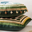 GobekUsa Ethnic Print Tassel Cushion Cover - Round Dutch Velvet Sofa Pillow