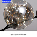 GobekUsa Black Glass Ball LED Chandelier for Living Room, Bedroom - Dimmable Nordic Luxury Fixture