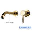 GobekUsa Gold Wall Mounted Basin Faucet with 360° Rotation - Dual Hole Mixer Tap