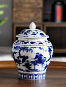 GobekUsa Blue White Porcelain Tea Pot Canister for Sealed Storage Organization