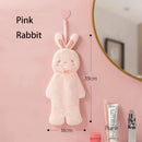 GobekUsa Cartoon Rabbit Hand Towel - Thick Coral Velvet Absorbent for Bathroom Kitchen