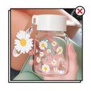 GobekUsa Daisy Flower Glass Water Bottle Portable Tumbler 350ML