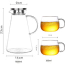 GobekUsa Glass Pitcher - Large Heat-Resistant Borosilicate Jug with Stainless Steel Lid