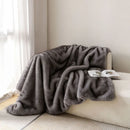 GobekUsa Luxe Faux Fox Plush Blanket: Thick, Warm, Soft Sofa Cover - High-Quality Solid Color