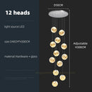 GobekUsa Glass Ball Spiral Chandelier for Modern Staircase & Dining Table LED Ceiling Light