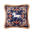 GobekUsa Jungle Animal Collection Cushion Cover with Gold Tassel Fringe - Luxury Satin Pillowcase