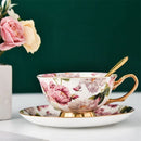 GobekUsa Bone China Tea Cup Set with Saucer Spoon - Elegant Black Tea Party Coffeeware
