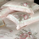 GobekUsa 4-Pc Flowers Embroidery Bedding Set 1000TC Egyptian Cotton Duvet Cover Sheets