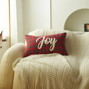 GobekUsa Christmas Letter Embroidery Plaid Cushion Cover Set