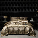 GobekUsa Luxe Brocade Jacquard Bedding Set with Egyptian Cotton & Embroidery
