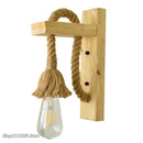 GobekUsa Hemp Rope Wall Lamp Wood Sconce E27 Industrial Indoor Outdoor Light