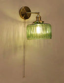 GobekUsa Art Deco LED Wall Lamp with Pull Switch, Nordic Design, Glass Interior Wall Light