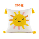 GobekUsa Boho Yellow Rainbow Star Moon Tassel Cushion Cover 45x45cm