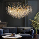 GobekUsa Gold Crystal Chandeliers for Dining Room Branch Hanging Lamp Large Lighting