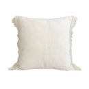 GobekUsa Boho Linen Cotton Pillow Cover with Tassels - Beige Square/Rectangular 45x45cm/30x50cm