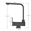 GobekUsa 360° Rotating Black Kitchen Faucet, Deck Mount Sink Mixer Tap, 304 Stainless Steel