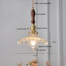GobekUsa Green Glass LED Pendant Lamp with Copper Wood Handle for Modern Nordic Home Decor