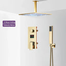 GobekUsa Black Digital Shower Faucet Set with Rainfall Head and All-Metal Mixer Display