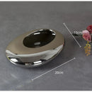 GobekUsa Silver Cobblestone Ceramic Vase Geometric Oval Flower Pot Home Decor