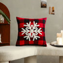 GobekUsa Christmas Letter Embroidery Plaid Cushion Cover Set