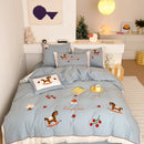 GobekUsa Lucky Trojan Cotton Embroidered Bedding Set: High-end Skin-Friendly Duvet Cover Set